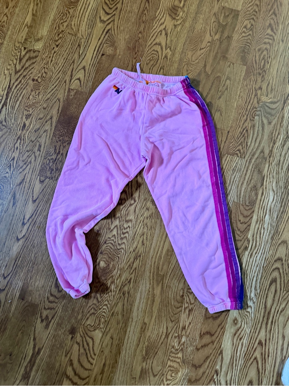 Aviator Nation Pink Sweatpants with Purple Stripe